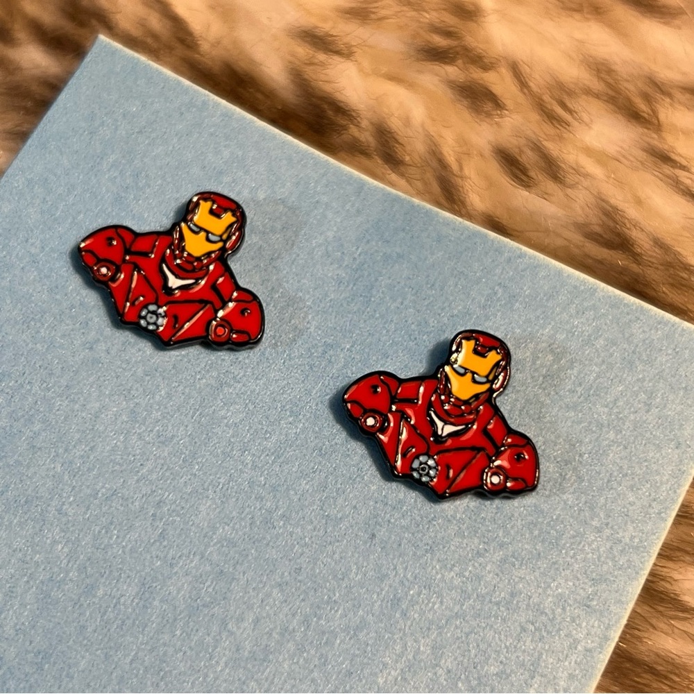 3/$15! NEW Iron Man Enamel Stud Earrings